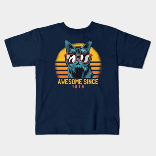 Retro Cool Cat Awesome Since 1976 // Awesome Cattitude Cat Lover Kids T-Shirt